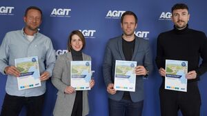 Foto (AGIT mbH) - v. l. n. r.: Nicolas Gastes, Nina Walkenbach, Sven Pennings, Nils von Hoegen